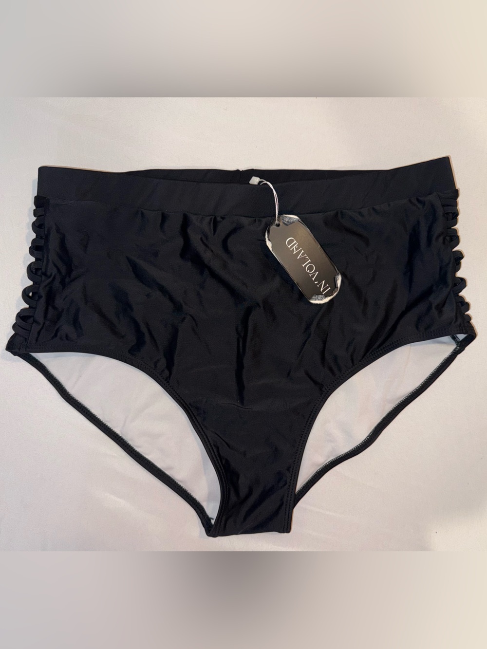 In’voland NWT Women Black High Waist Bikini Swimwear Crisscross Bottoms Size 18W